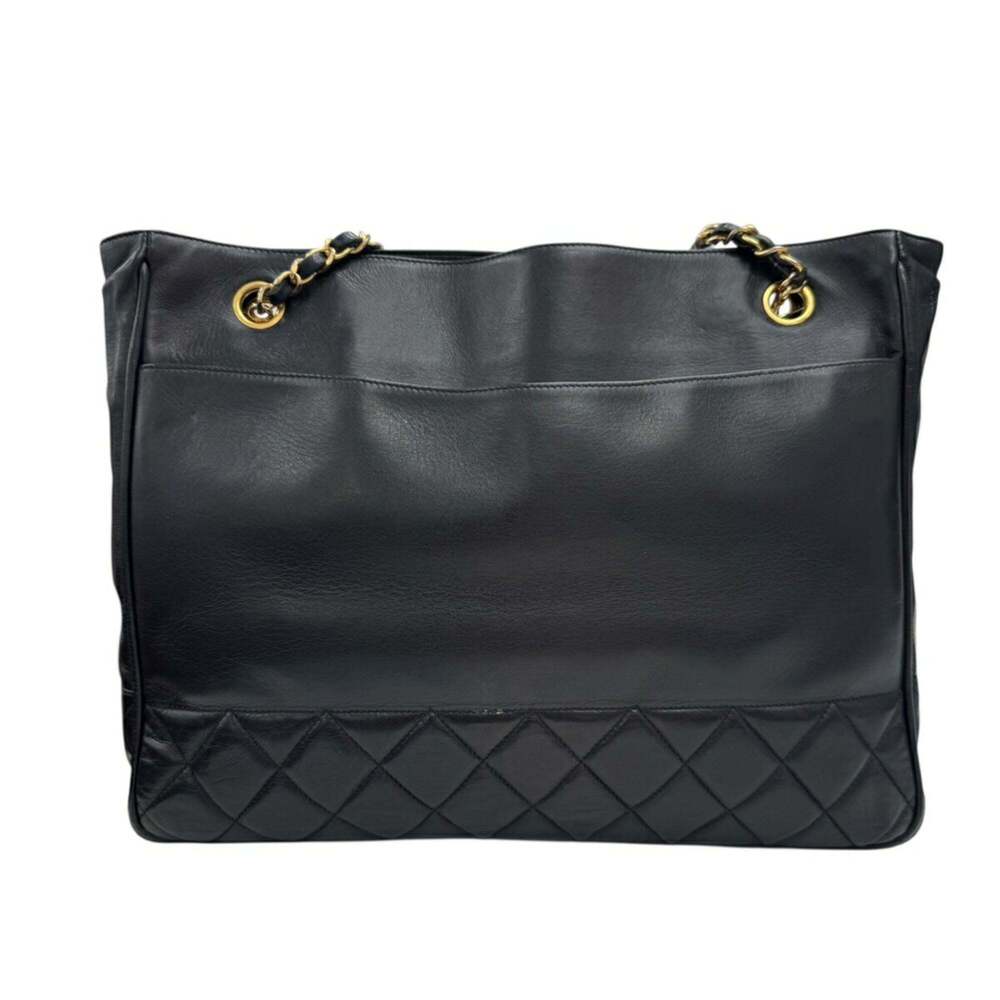 CHANEL Black Lambskin Leather Tote Bag - Picture 2 of 12